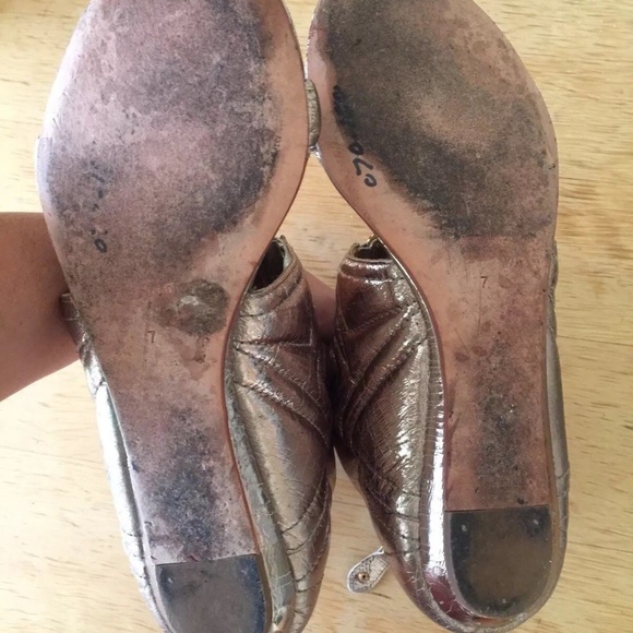 Pedro Garcia Gold Leather Gladiator Sandals 38 / 7 - Picture 6 of 8